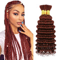 Reddish Brown Human Braiding Hair 24" Deep Wave 3 Bundles