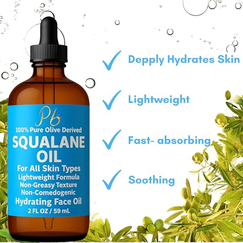 Squalane Oil ? 100% Plant-Derived, Lightweight & Fast-Absorbing, Squalane Oil for Face, Anti-Aging, Dry Skin, Hair & Body | Non-Greasy, Non-Comedogenic Moisturizer | 2 fl oz