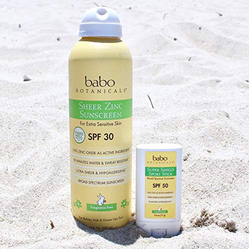 Babo Botanicals Super Shield SPF 50 Stick Sunscreen - 70% Organic Ingredients - Natural Zinc Oxide - For all ages - NSF & MADE SAFE Certified - EWG Verified - Water Resistant - Fragrance-Free