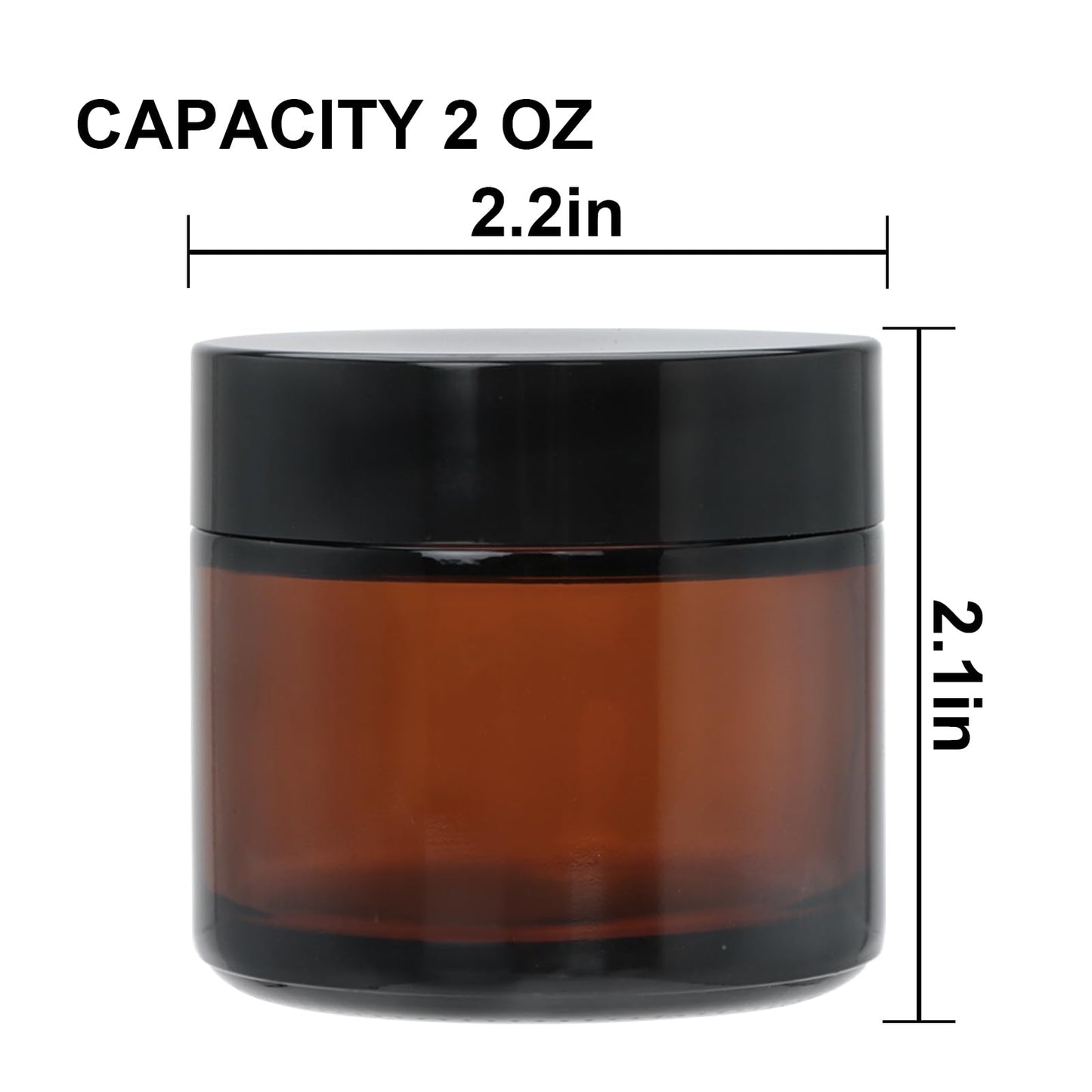 2oz Small Travel Containers with Black Lids,48 Pack Amber Glass Jars with Mini Disposable Spatula for Toiletries，Travel Storage，Makeup Beauty Products, Lotions, Powders and Ointments