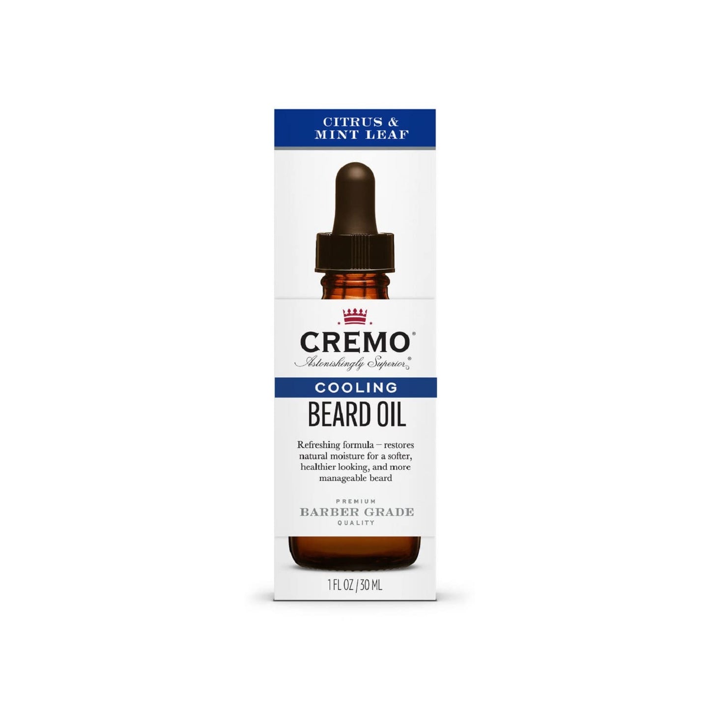 Cremo Beard Oil, Cooling Citrus & Mint Leaf, 1 fl oz - Restore Natural Moisture and Soften Your Beard To Help Relieve Beard Itch