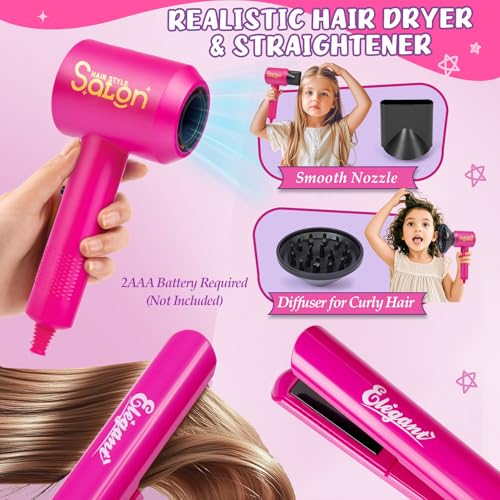 Cleboen Kids Hair Styling Doll Head Playset with Hairdryer & Accessories