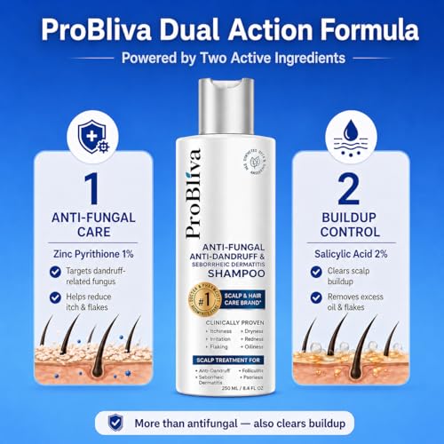 ProBliva Antifungal Shampoo for Dandruff & Scalp Care - 8.4 fl oz