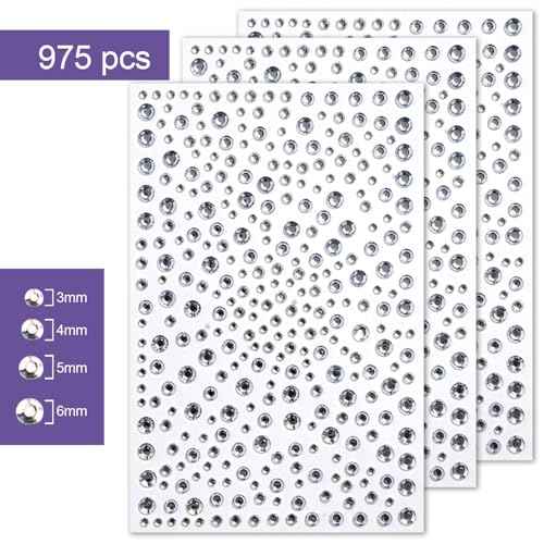 1700Pcs Self Adhesive Face Gems and Pearls for Makeup 3/4/5/6 mm DIY Face Gems Stick on, Eyes, Body, Hair, Makeup, Festival Decorations, DIY Crafts