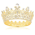 Gold Princess Crown Tiara with Rhinestones - Elegant Hair Accessory