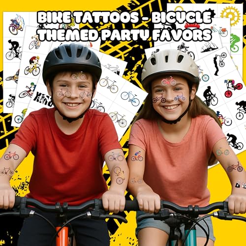 96 Bike Temporary Tattoos - Bicycle Stickers for Kids & Adults