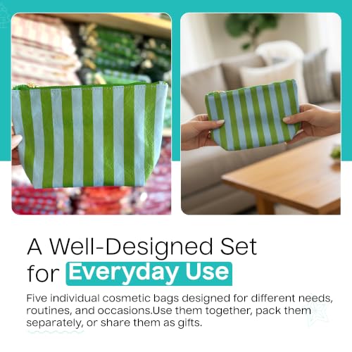 Aspen Lane Makeup Bag Set - 5 Piece Water Resistant Travel Pouches