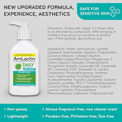 Amlactin Daily 5% Lactic Acid Body & Face Lotion for Dry Skin 7.9 oz