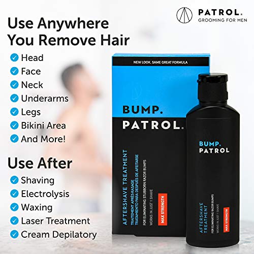 Bump Patrol Maximum Strength Aftershave Formula - After Shave Solution Eliminates Razor Bumps and Ingrown Hairs - 2 Ounces 4 Pack