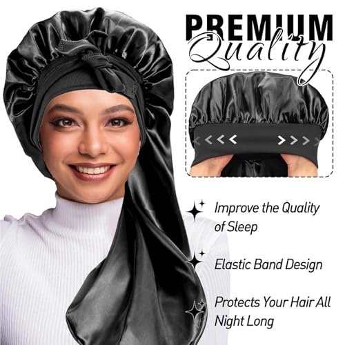 Silk Bonnet for Black Women - Large Satin Sleep Cap 2Pcs