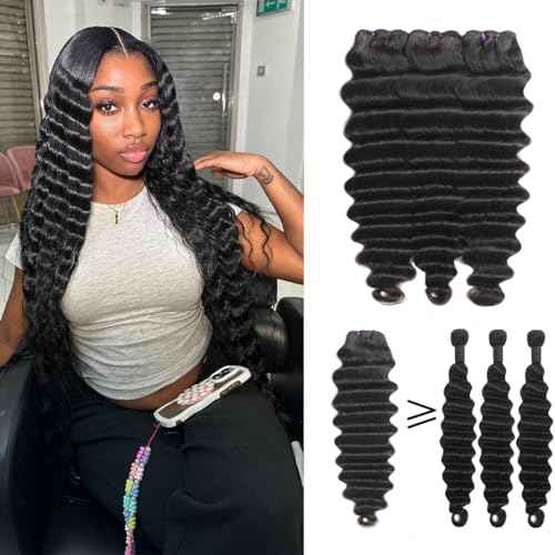 Loose Deep Wave Human Hair Bundles 100% Unprocessed Virgin Brazilian Remy Hair Bundles Loose Deep Wave 3 Hair Bundles Deals Loose Deep Wave Human Hair Weave Bundles for Black Women Natural Color