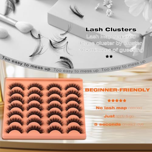 Short Natural Look False Eyelashes 14 Pairs Wispy Faux Mink