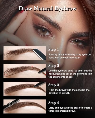 12-Piece Waterproof Eyebrow Pencil Set with Brush