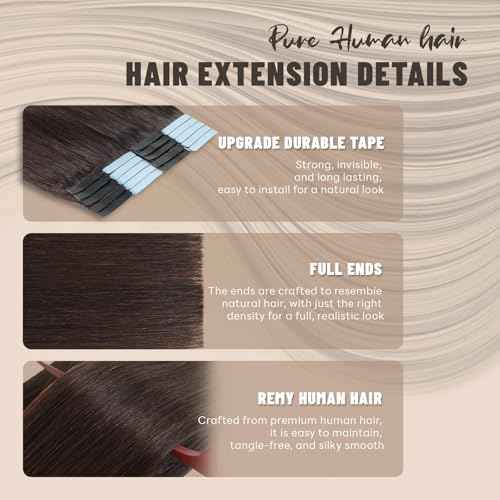 Tape in Hair Extensions Human Hair 20 Inch 50g 20Pcs Remy Human Hair Extensions Invisible Straight Seamless Tape in Extensions (20in, 50g, #2)