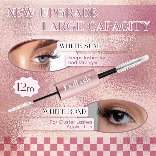 FADLASH Lash Bond & Seal 12ml Waterproof Eyelash Glue & Sealant - White & Clear