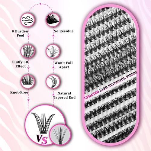 644PCS Lash Clusters Kit - DIY Eyelash Extensions 9-16MM with Bond & Tweezers