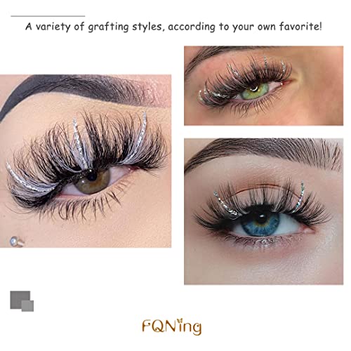 Silver Glitter Lash Extensions 11-16mm Faux Mink 120pcs