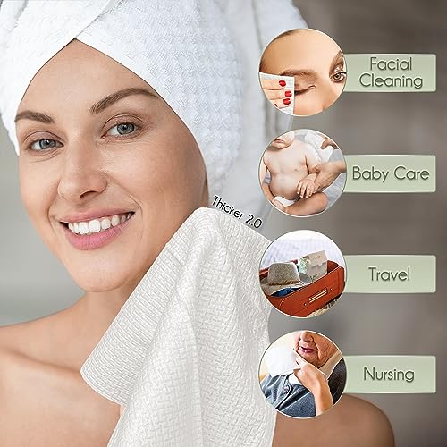 WOWOTEX Thicker Disposable Face Towels - Ultra Soft Large 50 Count, Biodegradable Face Wipes