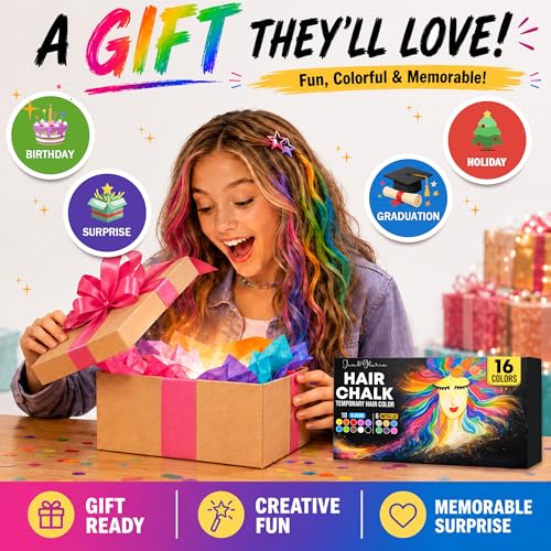 Jim&Gloria Hair Chalk Pens - 16 Color Set with 6 Metallic