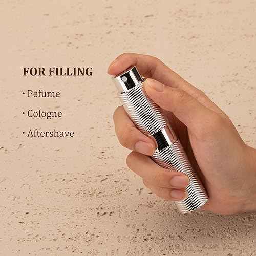 LISAPACK Perfume Travel Refillable Bottle - Atomizer Cologne Spray for Men Portable - Mini Sprayer Empty for Refill - Small Size 8ML Striped (Blue, Black, Gold)