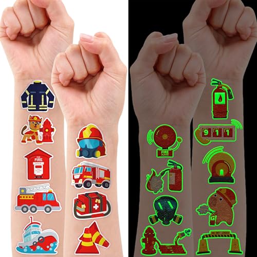 96 PCS Glow in the Dark Firefighter Temporary Tattoos