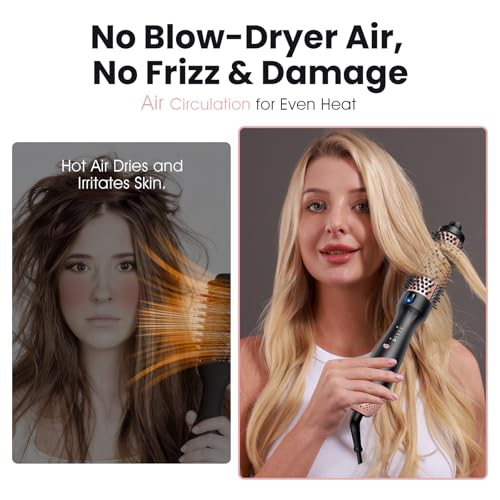 ZAVAREA 1.5" Thermal Brush - Ceramic Ionic Hair Styler, 4 Heat Settings