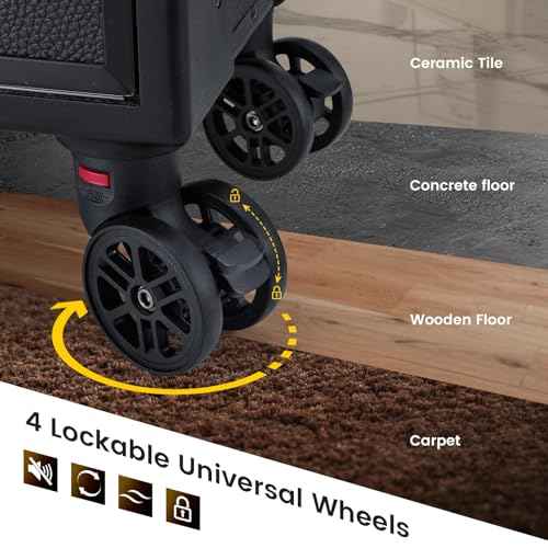 Professional 3 in 1 Rolling Makeup Case Cosmetology Case on Wheels 2 Large Drawer Nail Case Trolley Traveling Cosmetic Train Case with Makeup Pouch for Artists Nail Technician Salon Cart Trunk Black