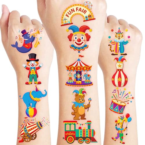 96 Pcs Carnival Temporary Tattoos for Kids - Pre-Cut Party Favors