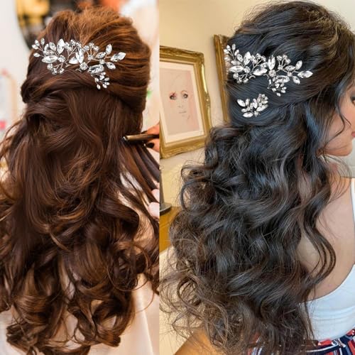 10-Pc Crystal Bridal Hair Pins Set Silver Rhinestone