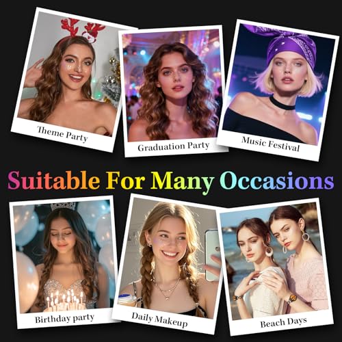 24pcs Glitter Freckles Makeup Patches-Holographic-Face Glitter Speckles, Sparkle Speckles Patches for Women, Glitter Face Freckles Tattoo, Cute Sparkling Fake Freckles,Party Festival Decorations