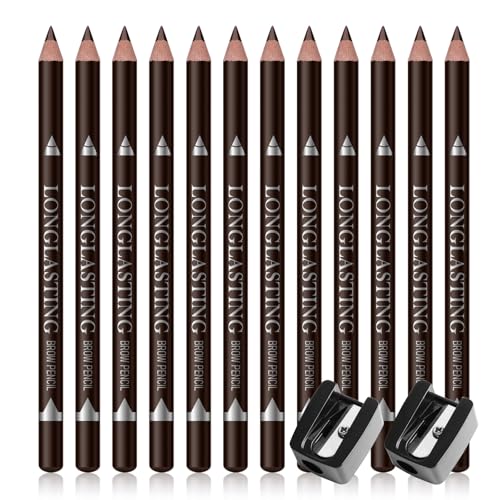 Ownest 12 Pcs Dark Brown Eyebrow Pencil Waterproof
