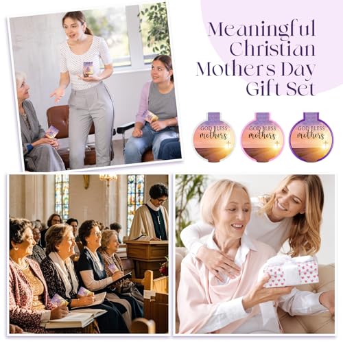 36 Sets Mothers Day Christian Gifts Religious Compact Mirrors Bulk God Bless Mothers Bible Folding Round Mirror with Cards Church Gifts for Church Sunday School Party (Light Color)