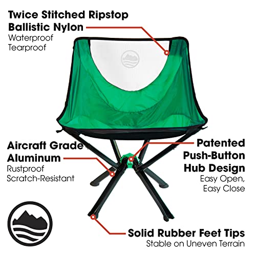 CLIQ Portable Chair - Lightweight Folding Chair for Camping - Supports 300 Lbs - Perfect for Outdoor Adventures - Moss Chair