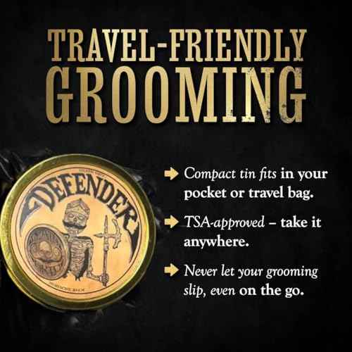 Mustache Balm Grooming Kit for Men | Light to Medium Hold Beard Wax 1oz | Natural Hair & Moustache Care Kit with Styling & Conditioning | Defender Balm By Death Grip