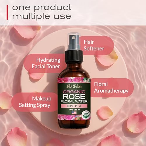 Organic Rose Water Spray for Face - Hydrating, Alcohol-Free, 4 fl oz