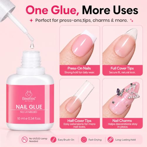 Beetles Press On Nail Glue - Quick-Drying 10ml Super Strong