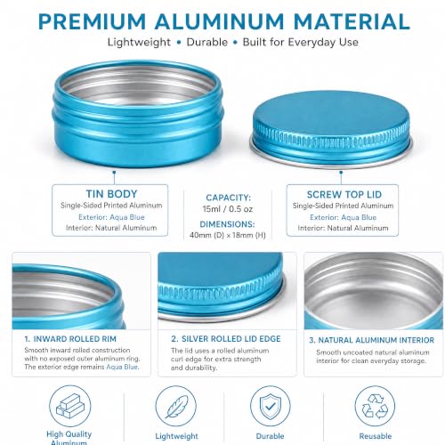 0.5oz Aluminum Screw Top Tins with Labels - 32 Pack