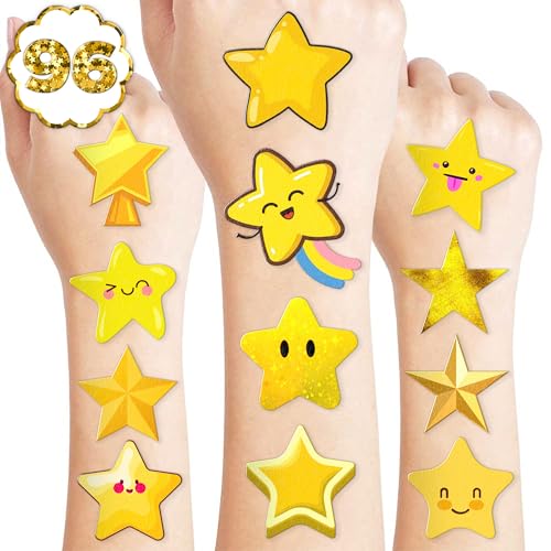 100 PCS Gold Star Temporary Tattoos - Waterproof & Skin-Safe