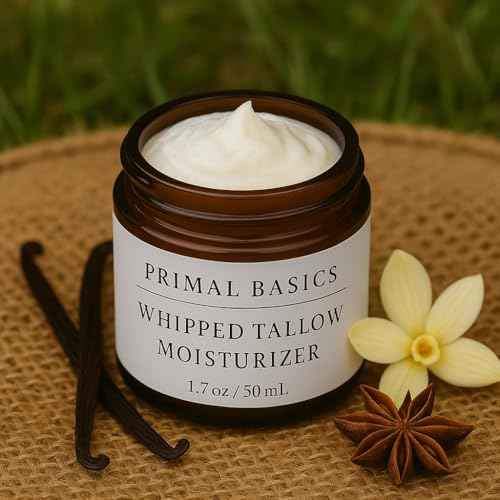 100% Grass Fed Grass Finished Whipped Vanilla Beef Tallow Moisturizer/Body Balm for Face, Body, Oily, Dry, Sensitive Skin -Contains Vitamins A, D, E, K -USA Made