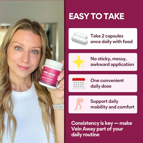 VoomVaya Vein Away - Vein Support Supplement for Women 35+, 60 Capsules
