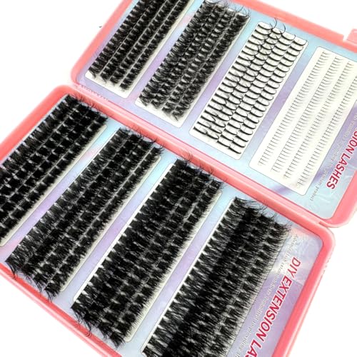 HBZGTLAD Spikes Lashes & Bottom Lashes Mix Clusters Extension Individual Lashes Cluster DIY Manga Volume Eyelash Clusters Fairy Eyelashes (32rows-jiemaoding-D Curl)
