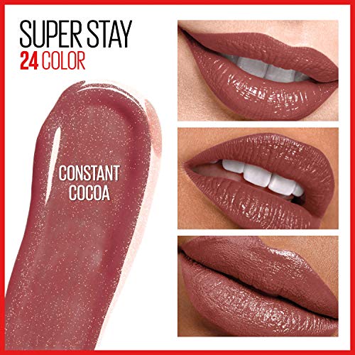 MAYBELLINE Super Stay 24, 2-Step Liquid Lipstick Makeup, Long Lasting Highly Pigmented Color with Moisturizing Balm, Constant Cocoa, Brown, 1 Count