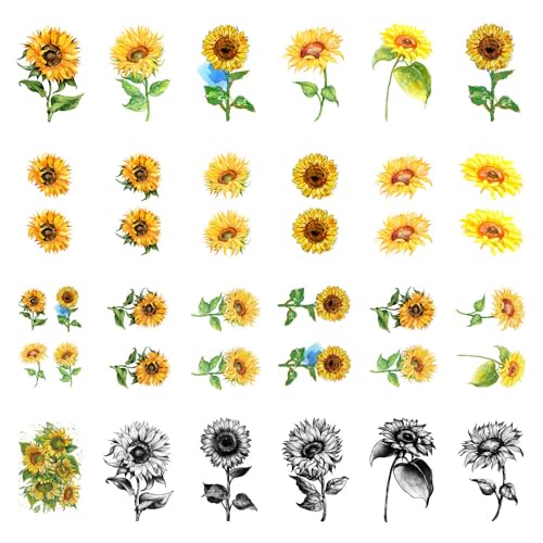 Sunflowers Temporary Tattoo Stickers Waterproof 24-Pack