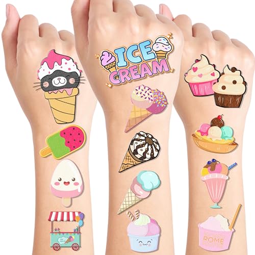 96 Ice Cream Temporary Tattoos for Kids - Pre-Cut