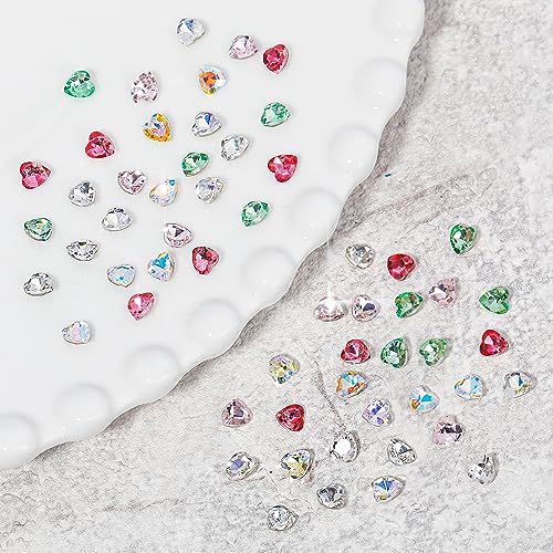 12 Grids 3D Mini Heart Shape Nail Rhinestones for Acrylic Nails Mixed Size Crystals Glass Round Flatback Rhinestones Nail Art Crystal Gem Jewelry Diamond Rhinestones for Nail Craft Decoration B