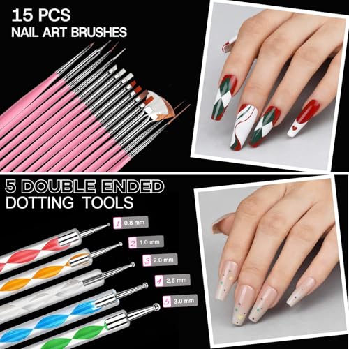 Teenitor DIY Acrylic Nail Art Kit with Clear Coffin Tips & Charms