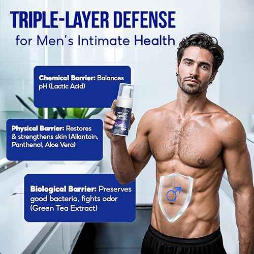 Masculine Foam Perfume Intimate Wash for Men, Triple-Barrier Intimate Defense - Prevents Odor & Itching, Natural Ingredients, pH Balance - Sweet & Alluring Aroma 3.38 fl. oz