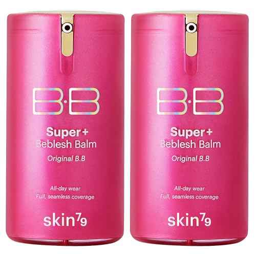 SKIN79 Super Plus Beblesh Balm Pink BB Cream 40g, 2 Pack, US Version K Beauty Flawless Radiant Base Foundation Makeup Blemish Cover Tinted Moisturizer Pink 21 color