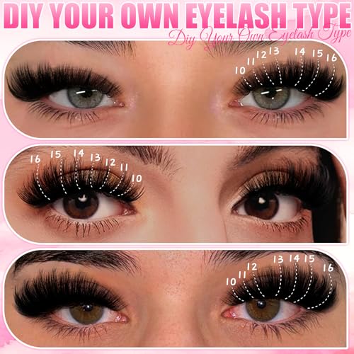 Lash Clusters Kit with Top & Bottom Lashes - 40D to 100D, 10-16mm