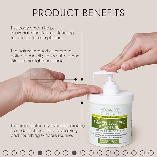 Advanced Clinicals Thermo Firming Green Coffee Bean Moisturizer Body Cream | Anti Cellulite Caffeine Firming Lotion For Legs, Arms, & Body | Skin Care Products | Aging Skin Tightening Cream, 2-Pack